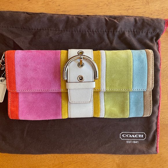 Vintage Coach rainbow suede wristlet - Picture 2 of 8